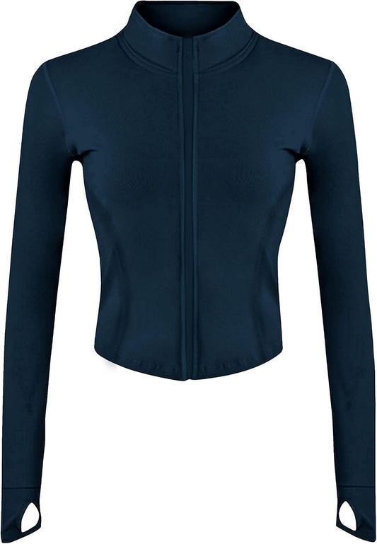 Women's Full Zip Seamless Workout Jacket Running Yoga Slim Fit Track Jacket