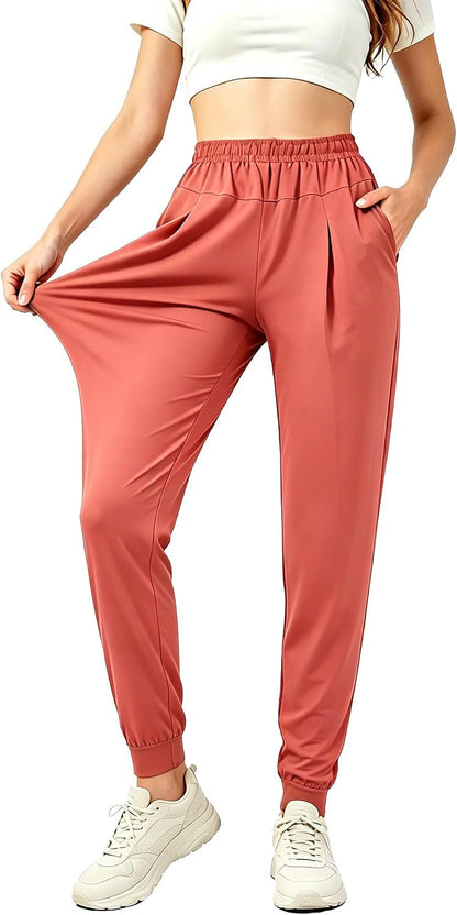 Womens Joggers with Pockets Loose Fit Lounge Athletic Sweatpants Lightweight Tapered Track Pants for Hiking Running