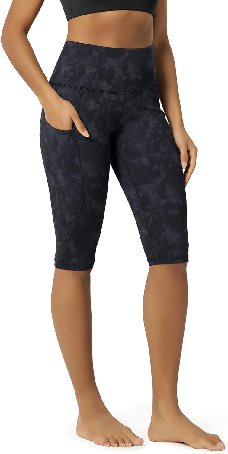Women's High Waisted Yoga Capris with Pockets, Tummy Control Non See Through Workout Athletic Running Capri Leggings