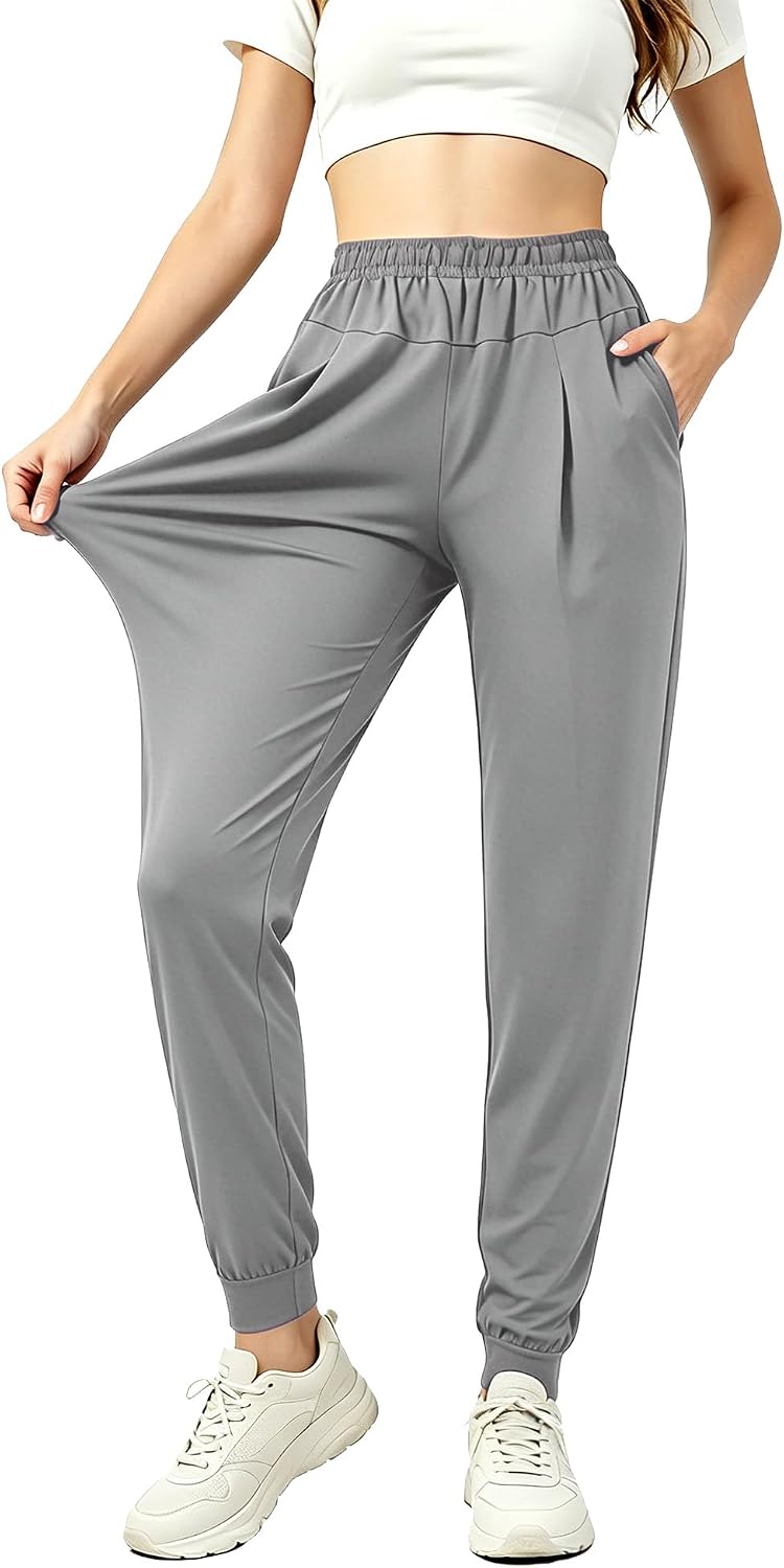 Womens Joggers with Pockets Loose Fit Lounge Athletic Sweatpants Lightweight Tapered Track Pants for Hiking Running