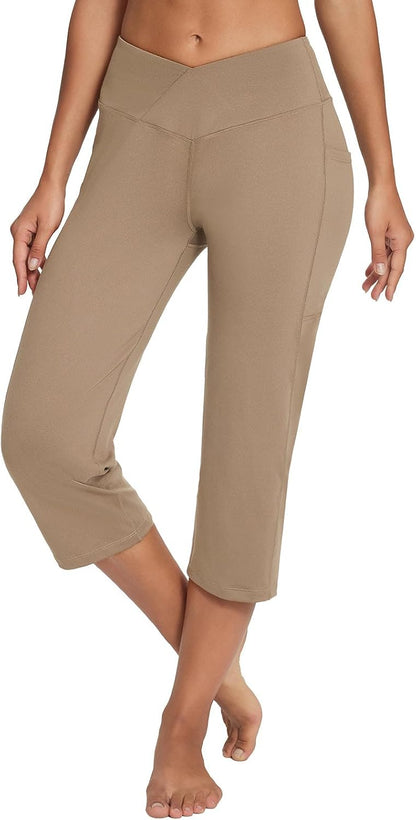 Women's 21" Capri Pants with Pockets, High Waist – Tummy Control Yoga Leggings for Summer Workout