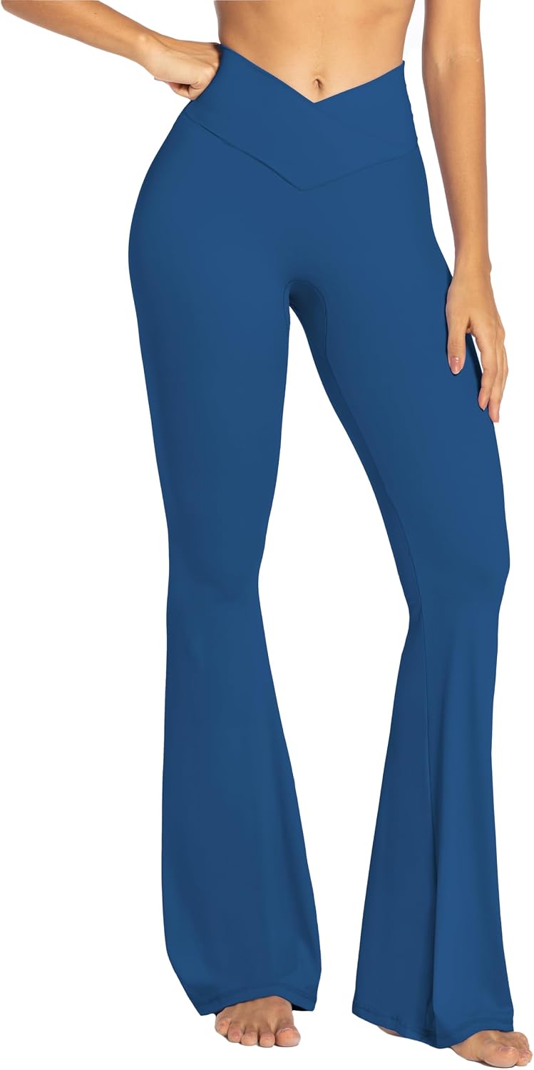 Leggings, Crossover Yoga Pants with Tummy Control, High-Waisted and Wide Leg