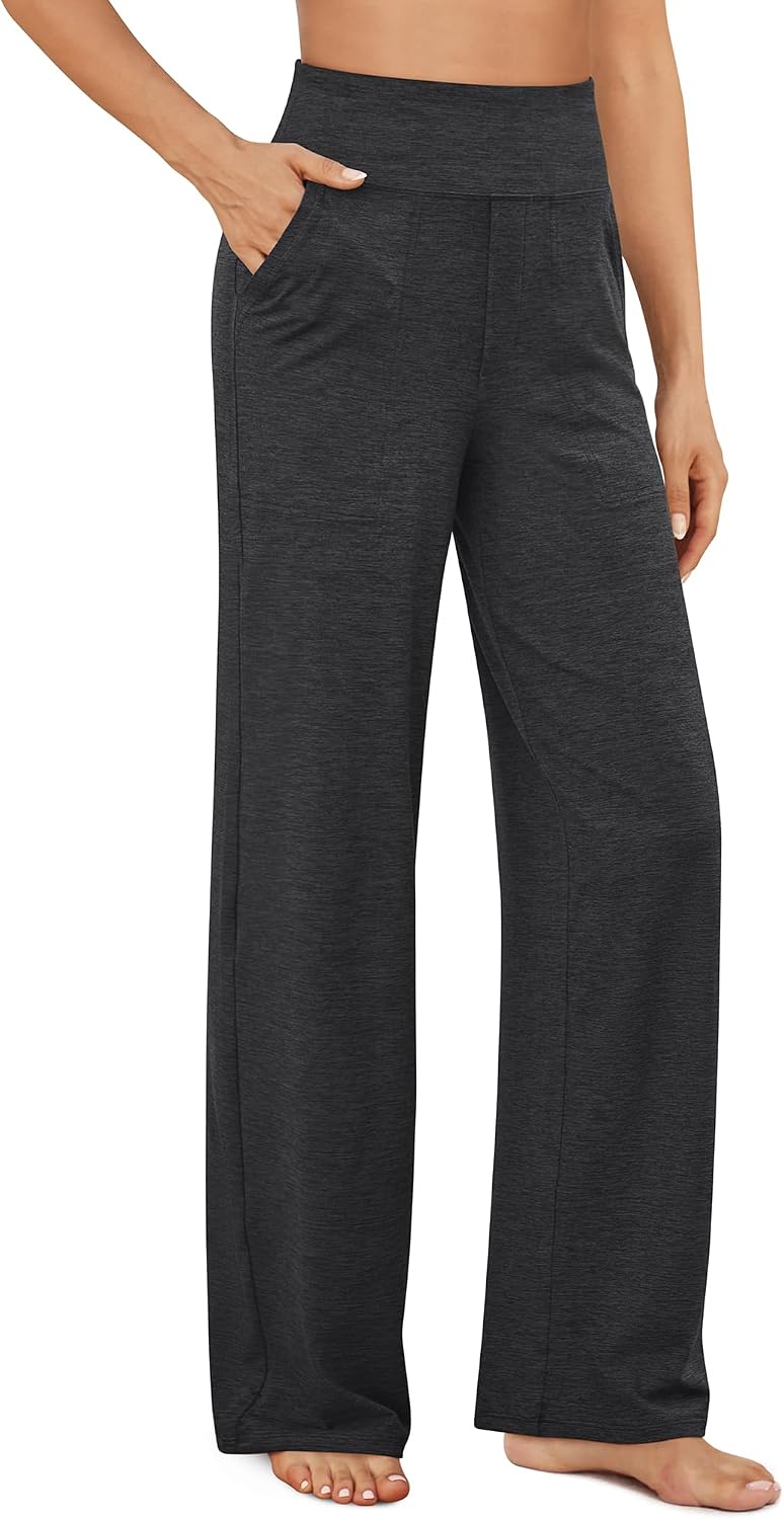 Yoga Pants Women Wide Leg Pants with Pockets High Waist Stretch Dress Casual Sweatpants Petite/Regular/Tall