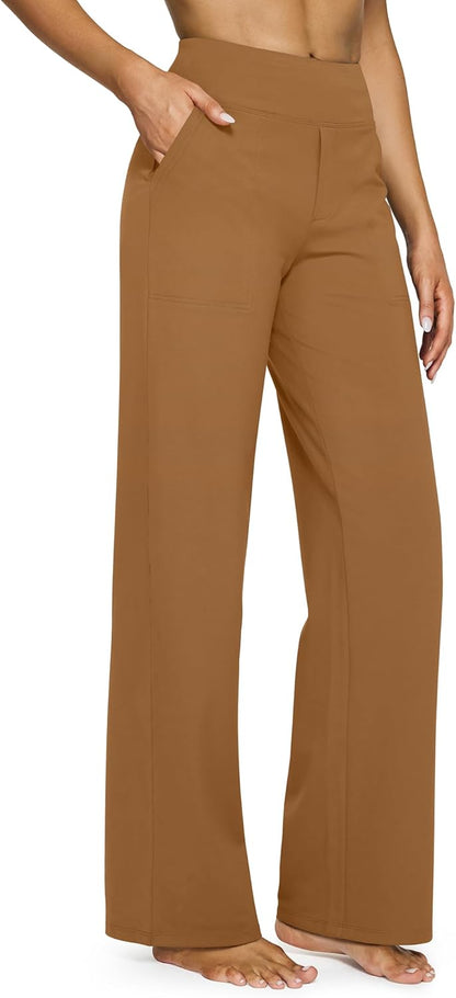 Yoga Pants Women Wide Leg Pants with Pockets High Waist Stretch Dress Casual Sweatpants Petite/Regular/Tall