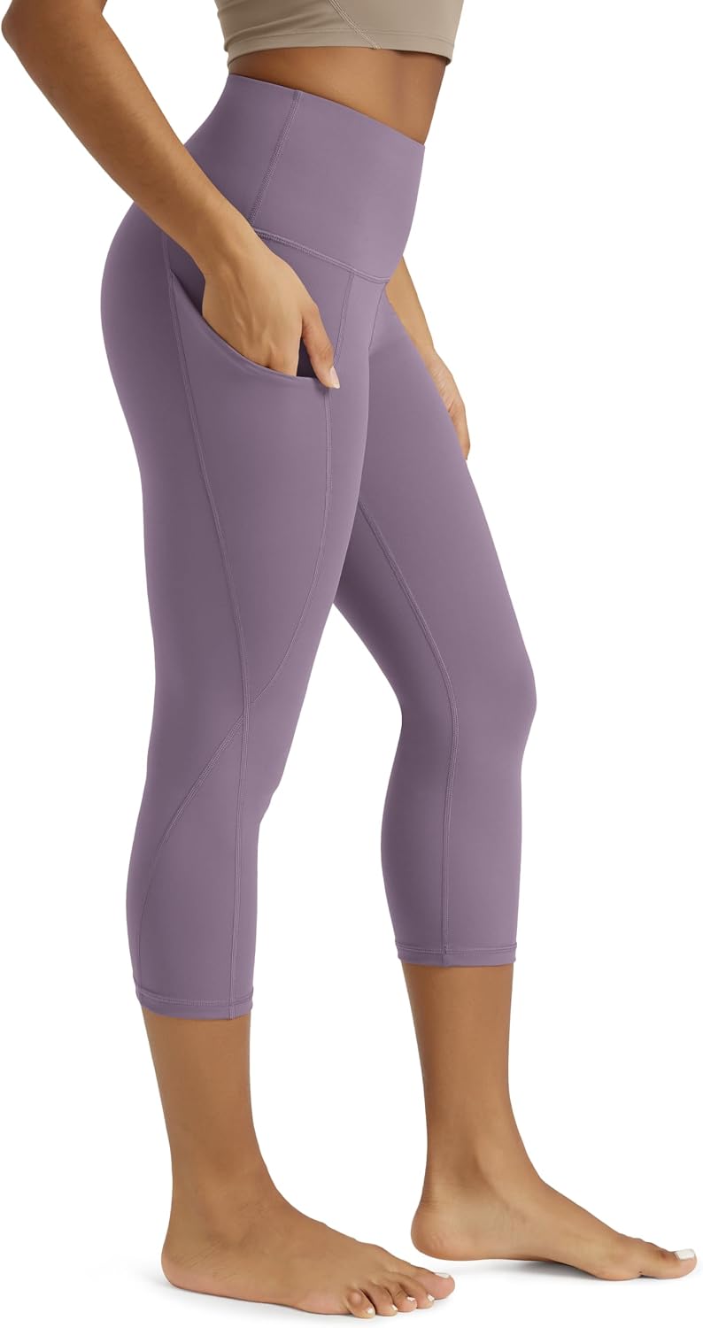 Women's High Waisted Yoga Capris with Pockets, Tummy Control Non See Through Workout Athletic Running Capri Leggings
