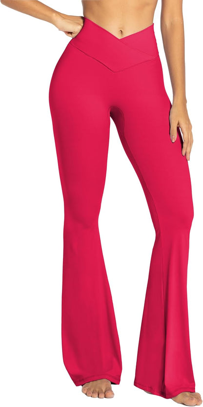 Leggings, Crossover Yoga Pants with Tummy Control, High-Waisted and Wide Leg
