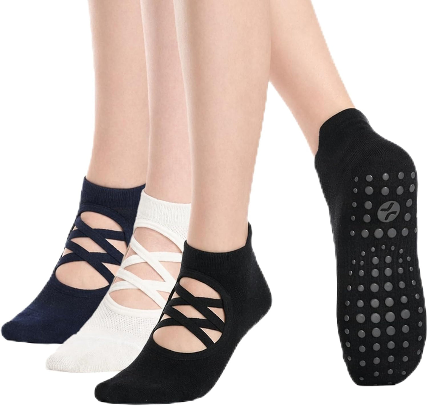 Pilates Socks with Grips for Women, Yoga Socks, Crew Non Slip Women for Barre, Pilates Gifts for Women