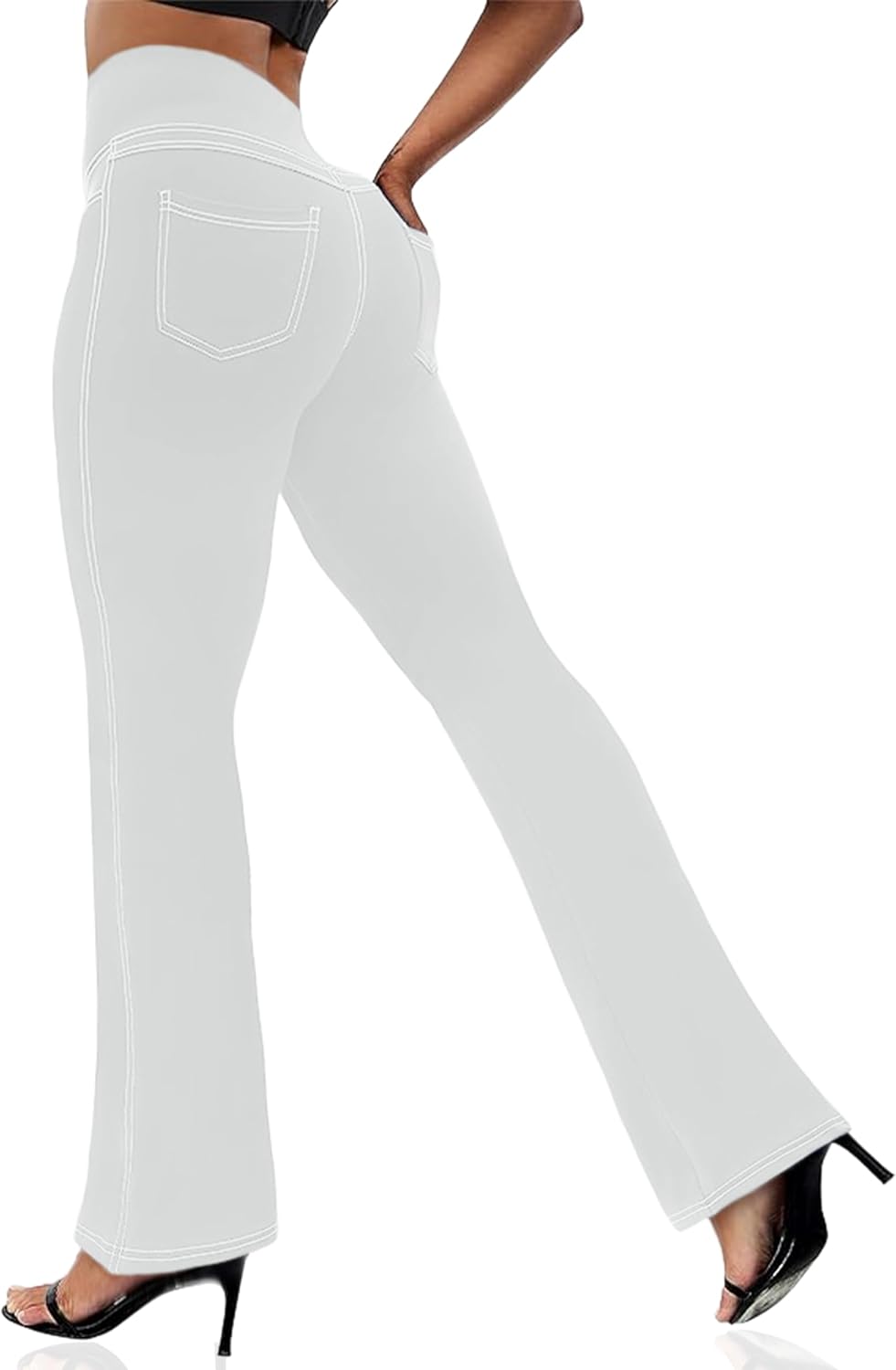 Women's Leggings - Bootleg Yoga Pants Flare with 4 Pockets,Tummy Control High Waisted Casual Dress Pants