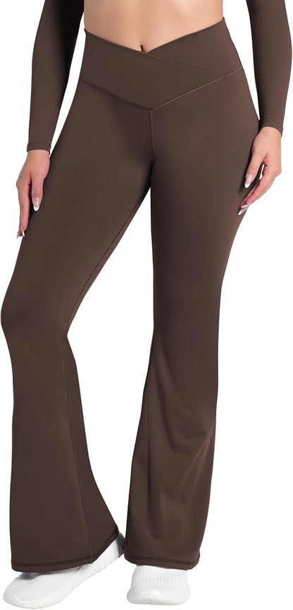 Leggings, Crossover Yoga Pants with Tummy Control, High-Waisted and Wide Leg
