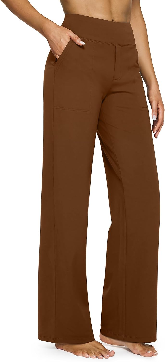 Yoga Pants Women Wide Leg Pants with Pockets High Waist Stretch Dress Casual Sweatpants Petite/Regular/Tall