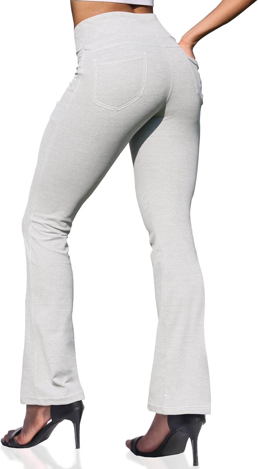 Women's Leggings - Bootleg Yoga Pants Flare with 4 Pockets,Tummy Control High Waisted Casual Dress Pants