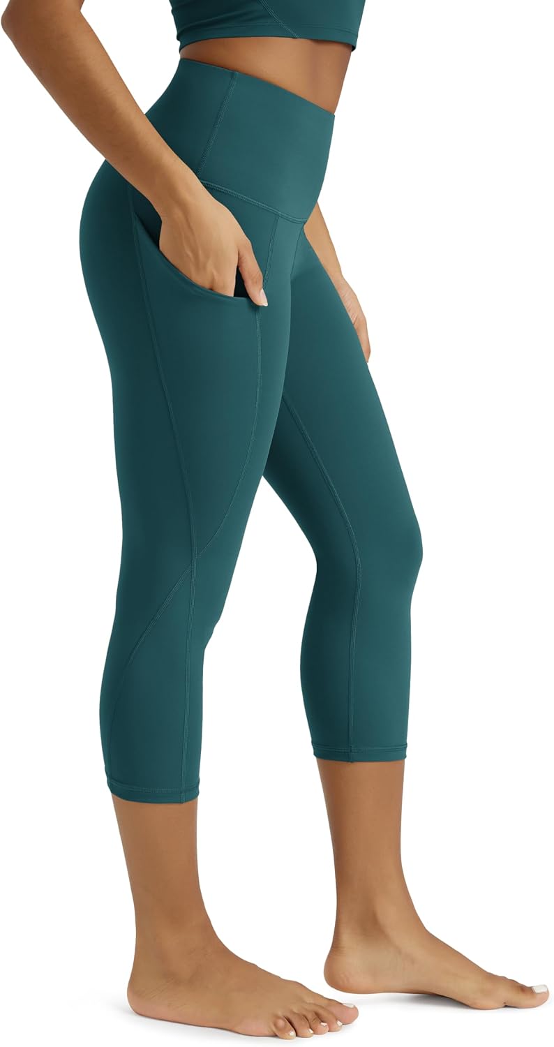 Women's High Waisted Yoga Capris with Pockets, Tummy Control Non See Through Workout Athletic Running Capri Leggings