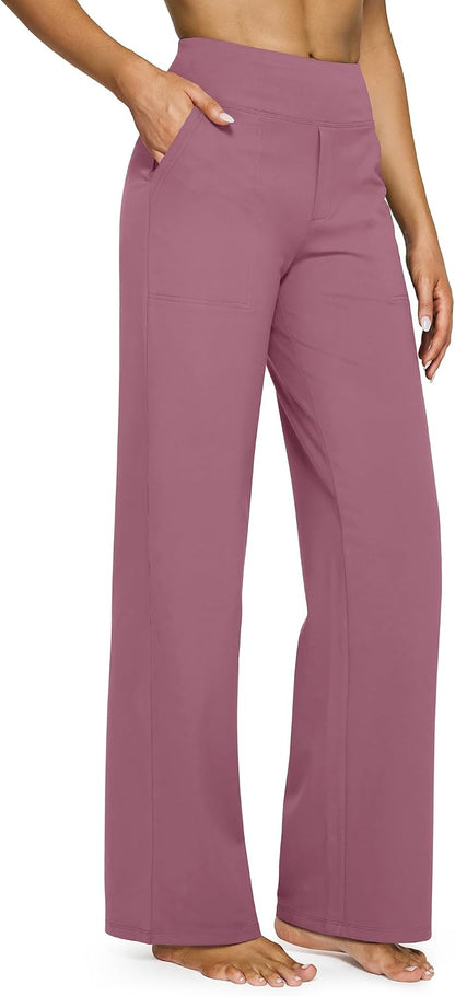 Yoga Pants Women Wide Leg Pants with Pockets High Waist Stretch Dress Casual Sweatpants Petite/Regular/Tall