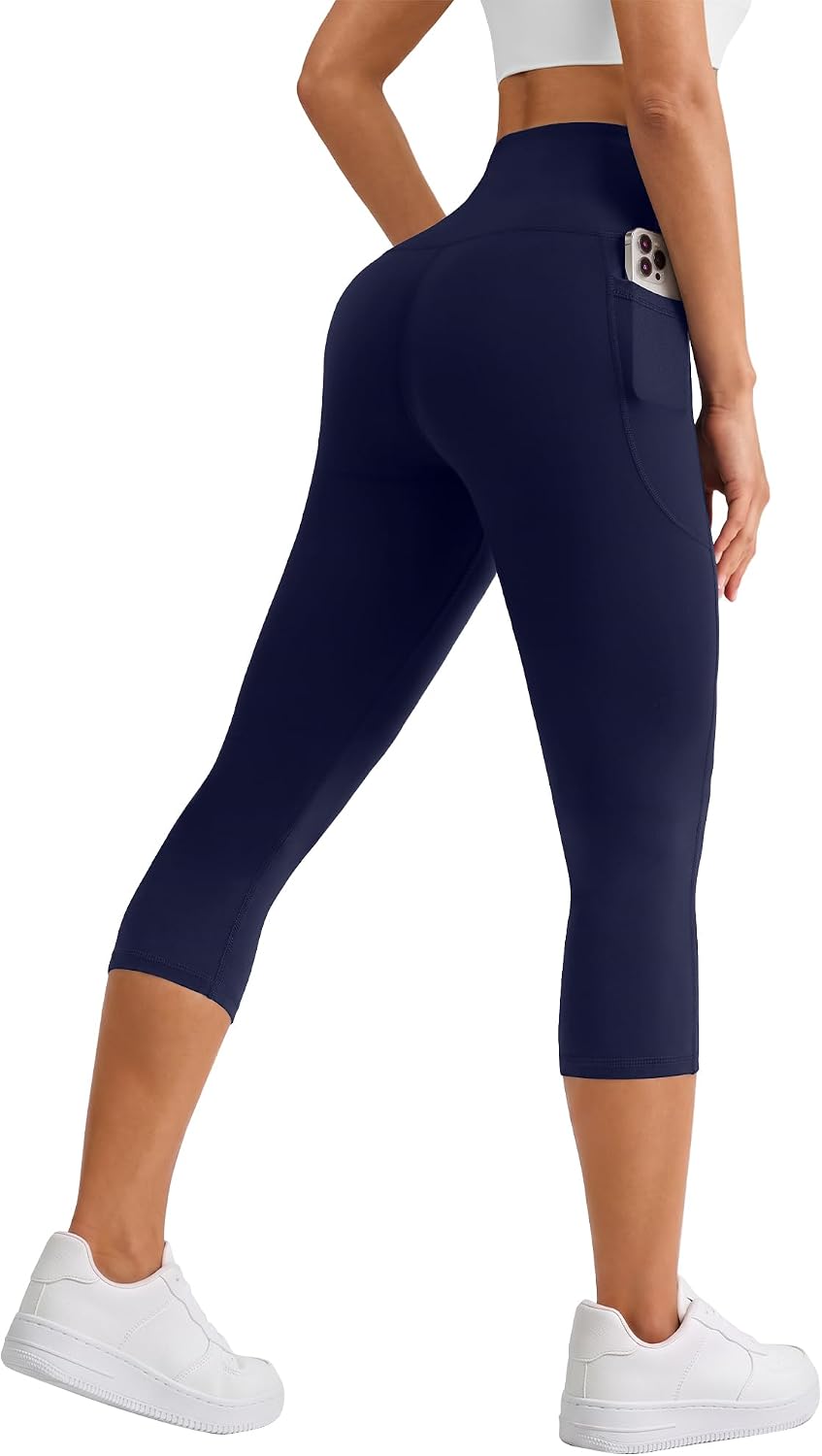 Capri Leggings for Women, High Waisted Tummy Control Yoga Pants with Pockets for Athletic Workout Gym