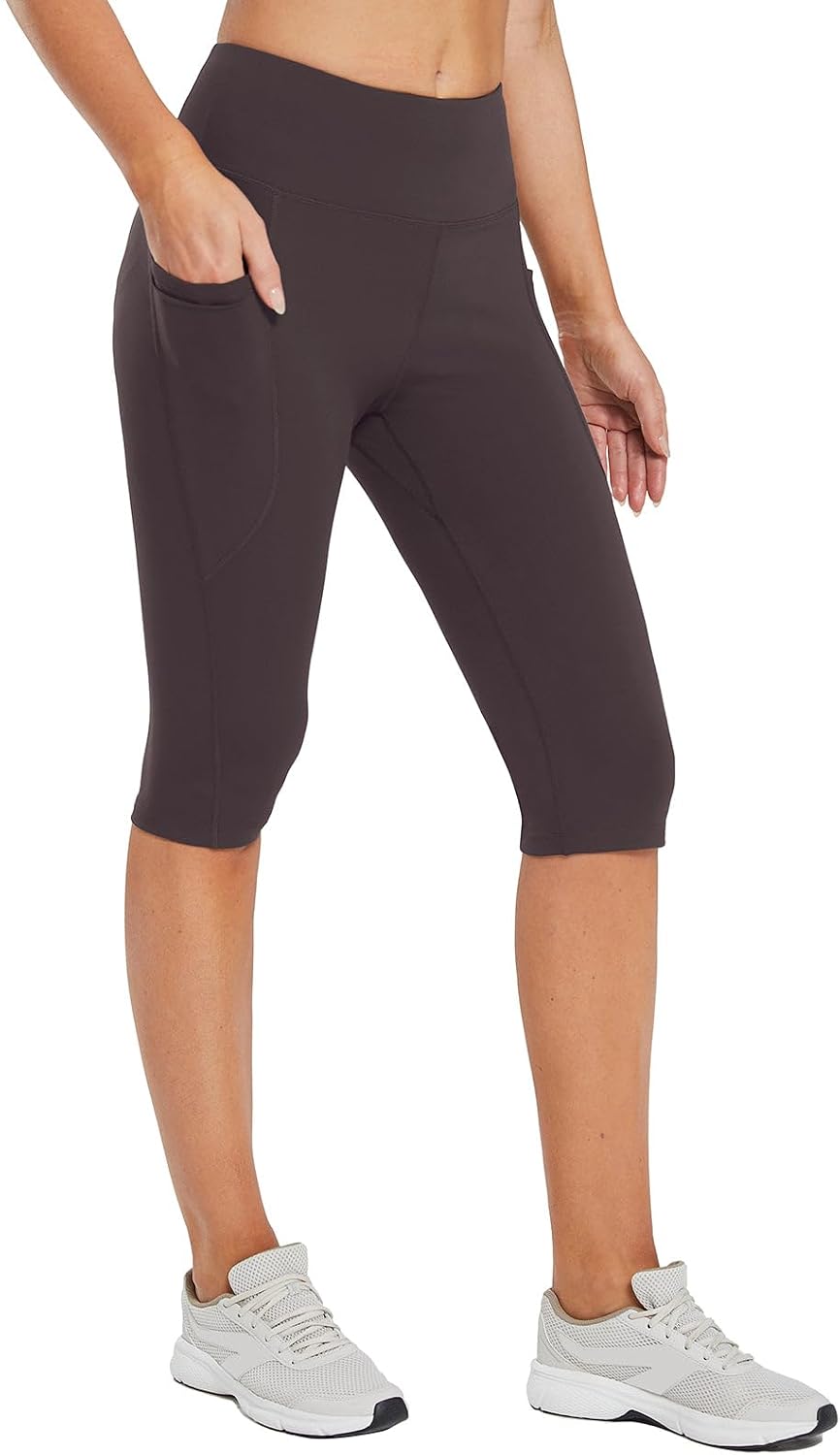 Women's Capri Leggings with Pockets High Waisted Knee Length Capris Stretch for Casual Yoga Pants Workout Exercise