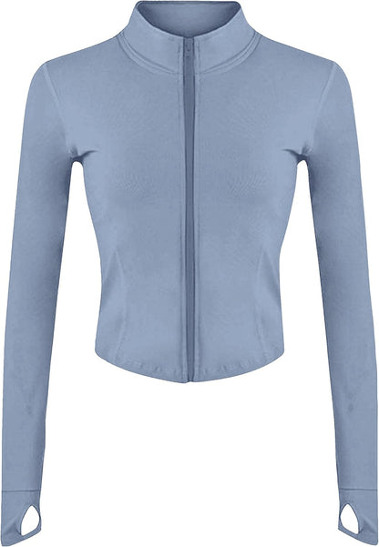 Women's Full Zip Seamless Workout Jacket Running Yoga Slim Fit Track Jacket