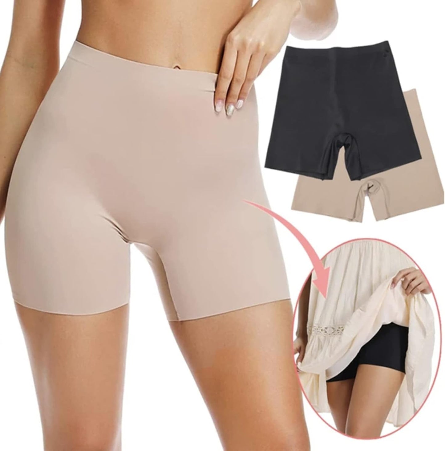 Thigh Shapewear for Women Tummy Control High Waist Seamless ShortsNude