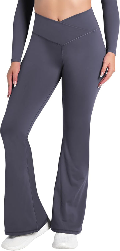Leggings, Crossover Yoga Pants with Tummy Control, High-Waisted and Wide Leg