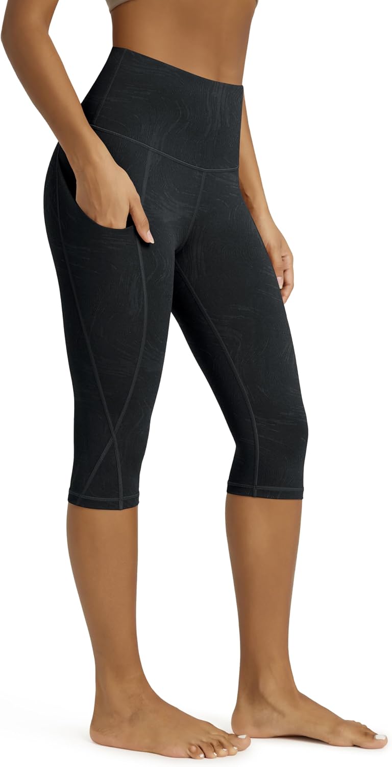 Women's High Waisted Yoga Capris with Pockets, Tummy Control Non See Through Workout Athletic Running Capri Leggings