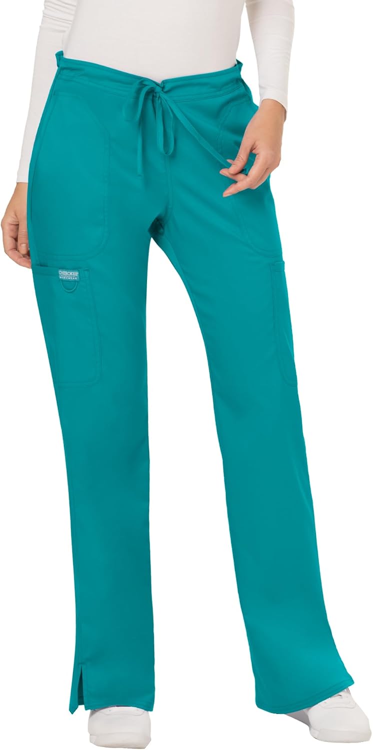 Women Scrubs Pant Workwear Revolution Mid Rise Moderate Flare Drawstring WW120
