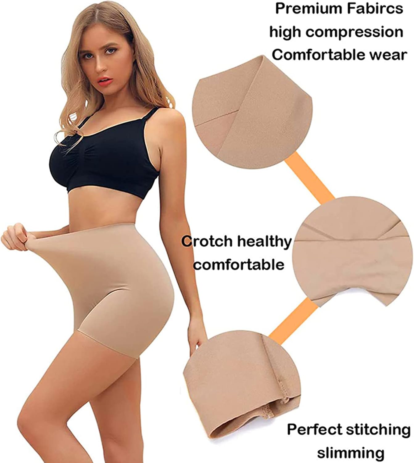 Thigh Shapewear for Women Tummy Control High Waist Seamless ShortsNude