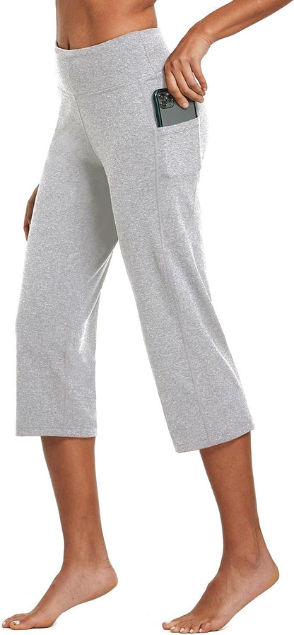 Women's 21" Capri Pants with Pockets, High Waist – Tummy Control Yoga Leggings for Summer Workout