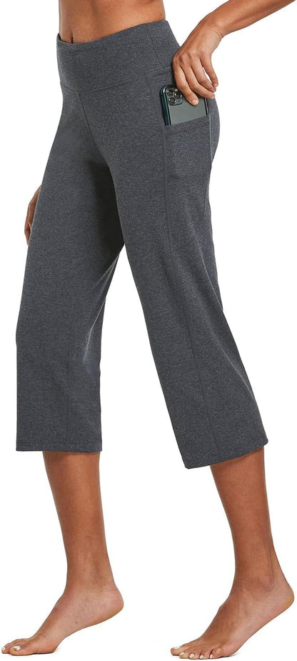 Women's 21" Capri Pants with Pockets, High Waist – Tummy Control Yoga Leggings for Summer Workout