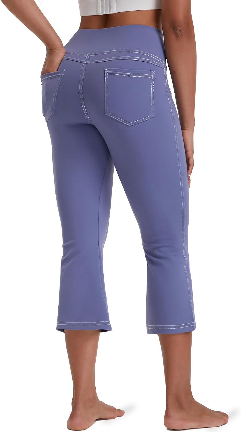 Women's Leggings - Bootleg Yoga Pants Flare with 4 Pockets,Tummy Control High Waisted Casual Dress Pants