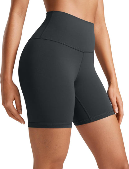 Biker Shorts 6" - High Waisted Workout Running Volleyball Spandex Yoga Womens