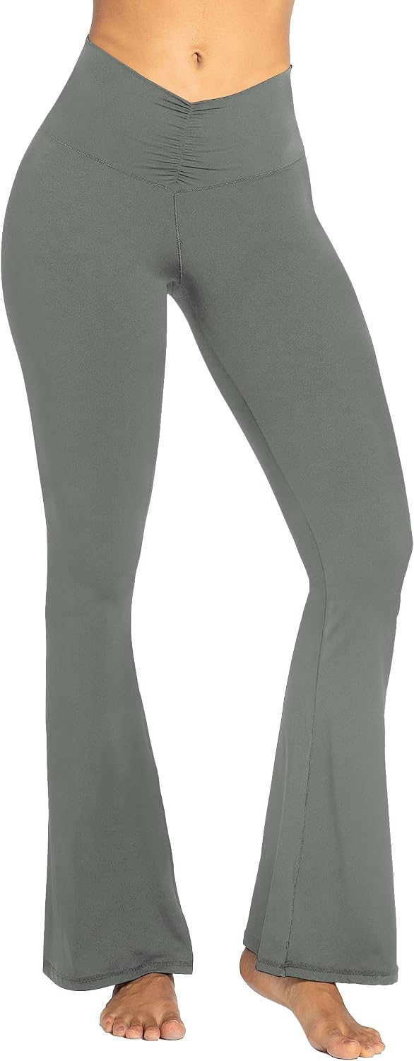 Leggings, Crossover Yoga Pants with Tummy Control, High-Waisted and Wide Leg