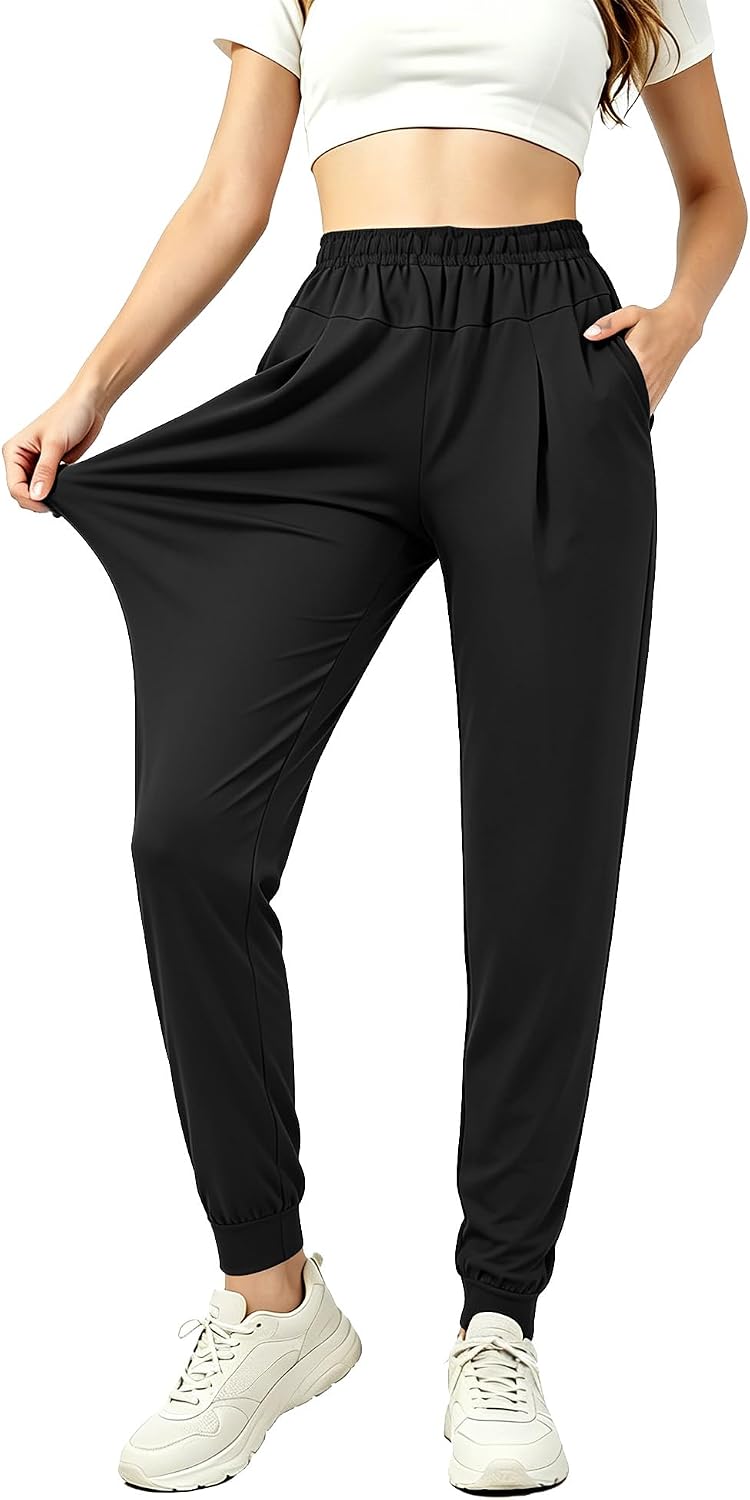 Womens Joggers with Pockets Loose Fit Lounge Athletic Sweatpants Lightweight Tapered Track Pants for Hiking Running