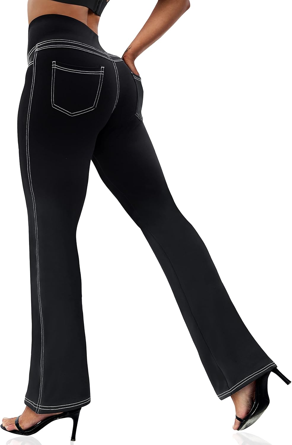 Women's Leggings - Bootleg Yoga Pants Flare with 4 Pockets,Tummy Control High Waisted Casual Dress Pants