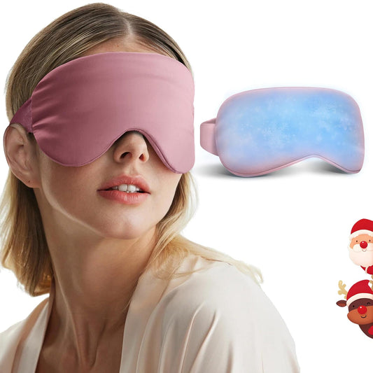 Cooling Eye Mask for Dark Circles Puffiness - Fsa Eligible Items Hsa, Cold Compress for Puffy Eyes Migraines Headache Sleeping After Surgery, Gentle Weighted Travel Essentials Gel Ice Pack (Black)