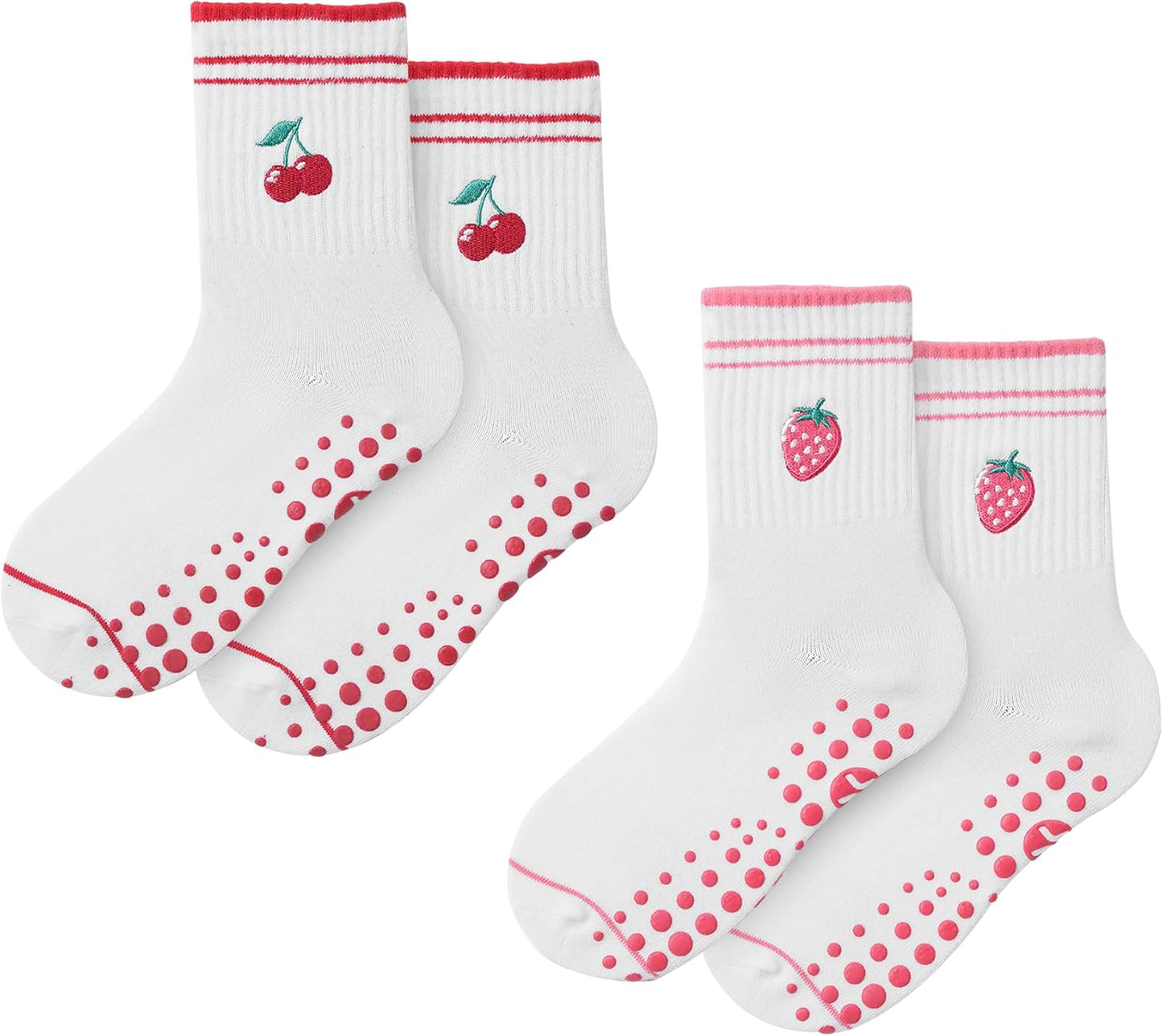 Pilates Socks with Grips for Women, Yoga Socks, Crew Non Slip Women for Barre, Pilates Gifts for Women