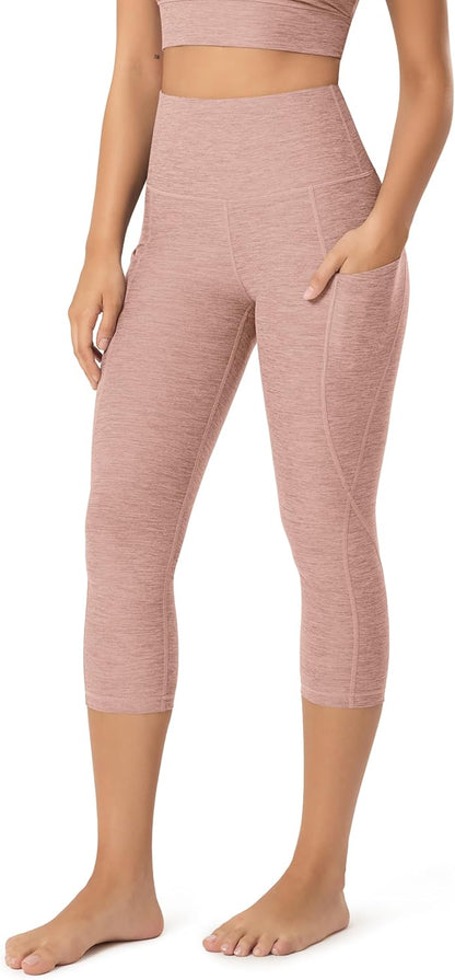 Women's High Waisted Yoga Capris with Pockets, Tummy Control Non See Through Workout Athletic Running Capri Leggings