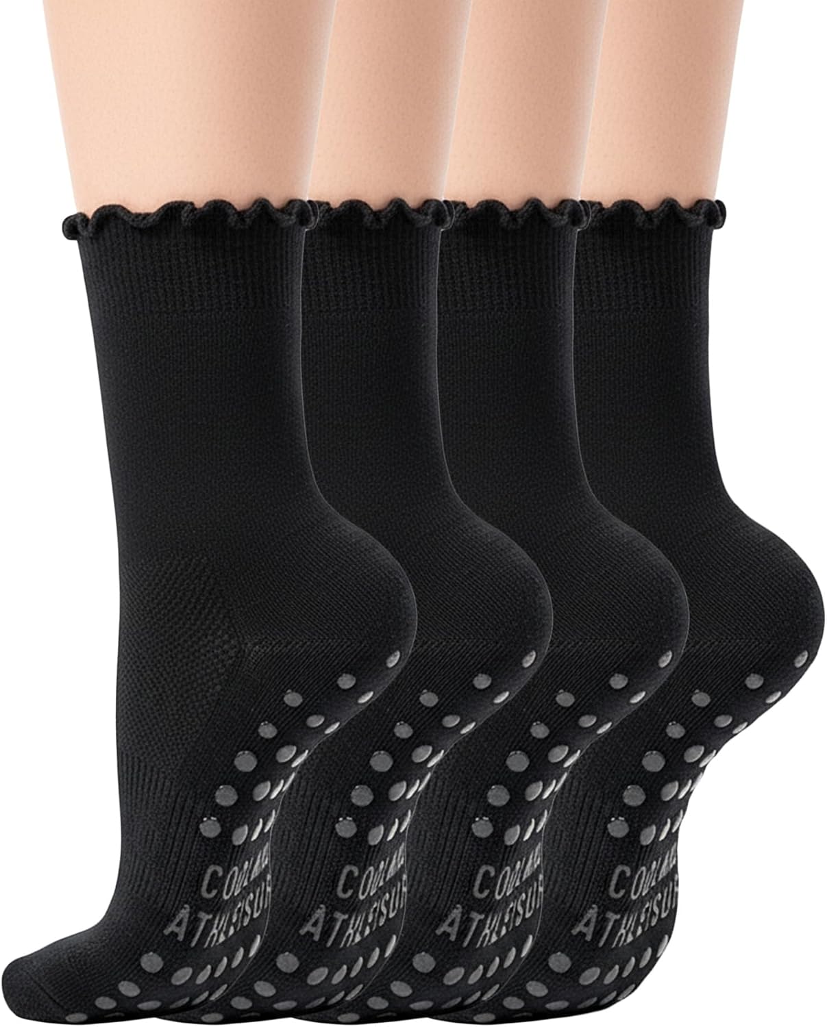 Pilates Socks with Grips for Women, Yoga Socks, Crew Non Slip Women for Barre, Pilates Gifts for Women