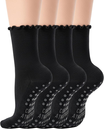 Pilates Socks with Grips for Women, Yoga Socks, Crew Non Slip Women for Barre, Pilates Gifts for Women