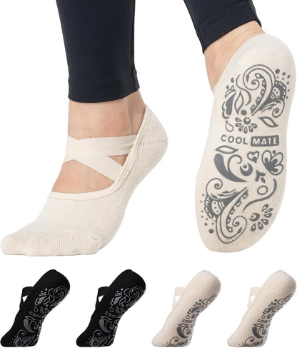 Pilates Socks with Grips for Women, Yoga Socks, Crew Non Slip Women for Barre, Pilates Gifts for Women