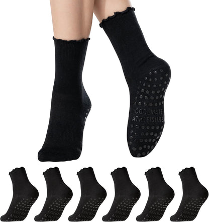 Pilates Socks with Grips for Women, Yoga Socks, Crew Non Slip Women for Barre, Pilates Gifts for Women