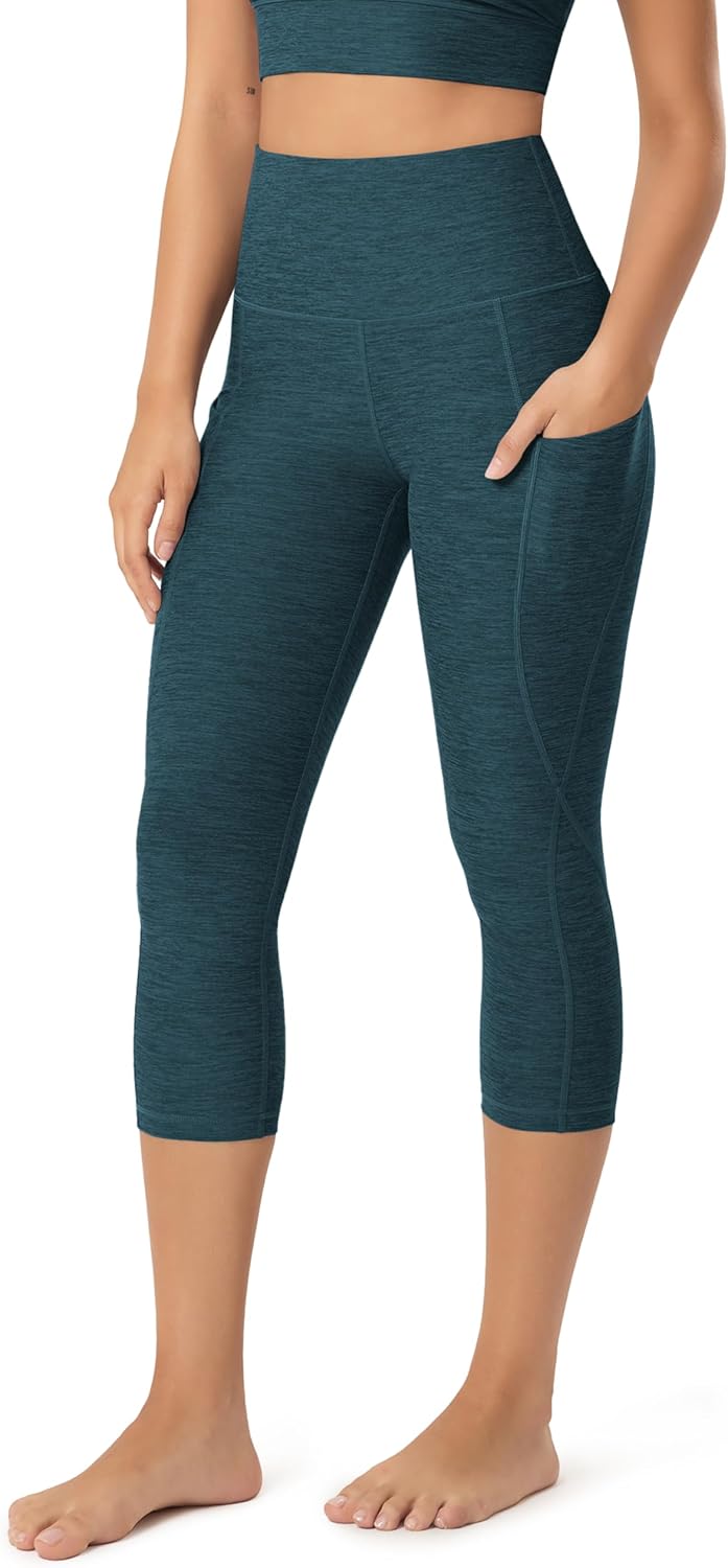 Women's High Waisted Yoga Capris with Pockets, Tummy Control Non See Through Workout Athletic Running Capri Leggings