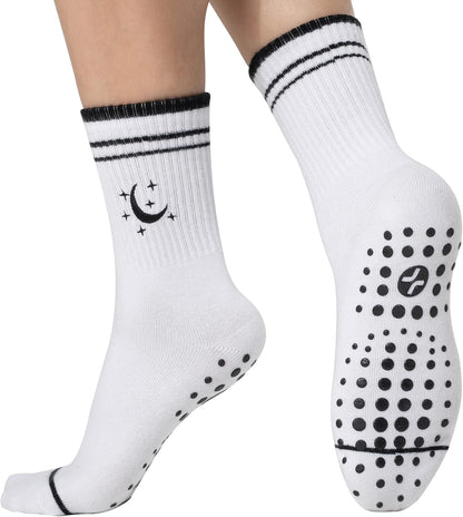 Pilates Socks with Grips for Women, Yoga Socks, Crew Non Slip Women for Barre, Pilates Gifts for Women