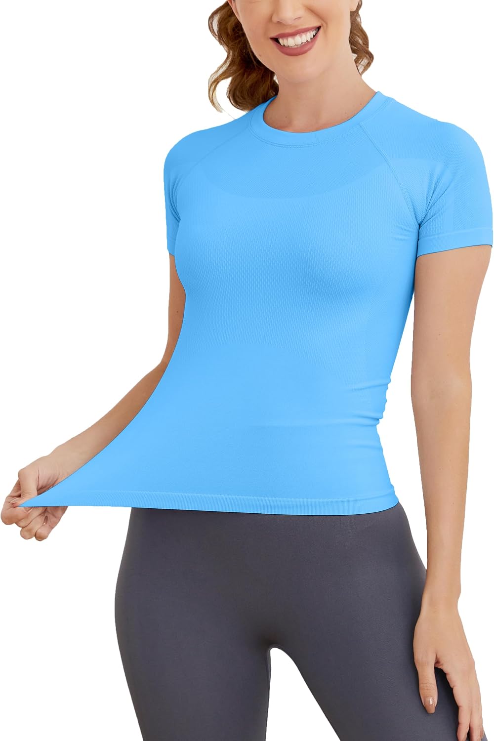 Short Sleeve Workout Tops for Women, Seamless Women's Compression Shirt, Yoga Running Athletic Shirts Soft Gym Tops