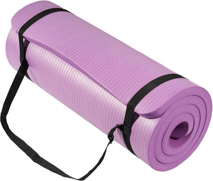 Yoga Mat, 1-Inch Extra Thick High Density Exercise Mat, Anti-Tear Exercise Yoga Mat with Carrying Strap, Suitable for Various Yoga Exercises, Multiple Colors