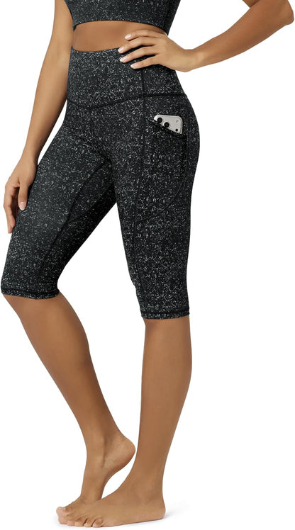 Women's High Waisted Yoga Capris with Pockets, Tummy Control Non See Through Workout Athletic Running Capri Leggings