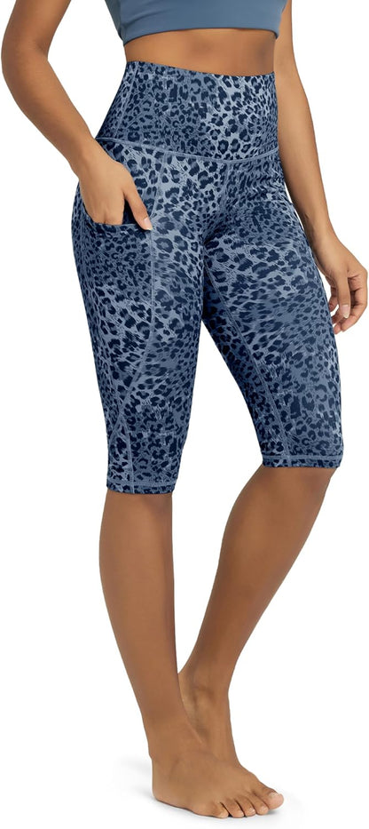 Women's High Waisted Yoga Capris with Pockets, Tummy Control Non See Through Workout Athletic Running Capri Leggings