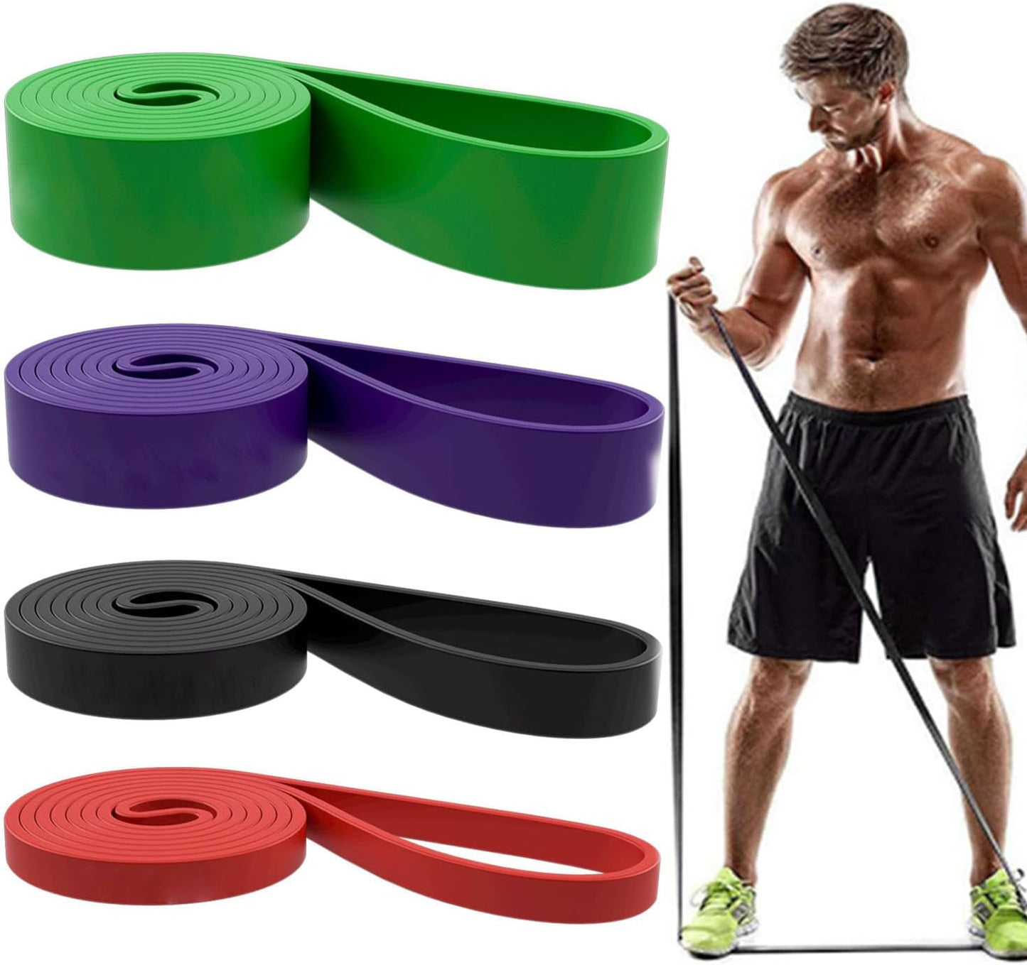 Resistance Bands, Pull Up Assist Bands - Workout Bands, Eexercise Bands, Long Resistance Bands Set for Working Out, Fitness, Training, Physical Therapy for Men Women
