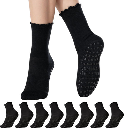 Pilates Socks with Grips for Women, Yoga Socks, Crew Non Slip Women for Barre, Pilates Gifts for Women