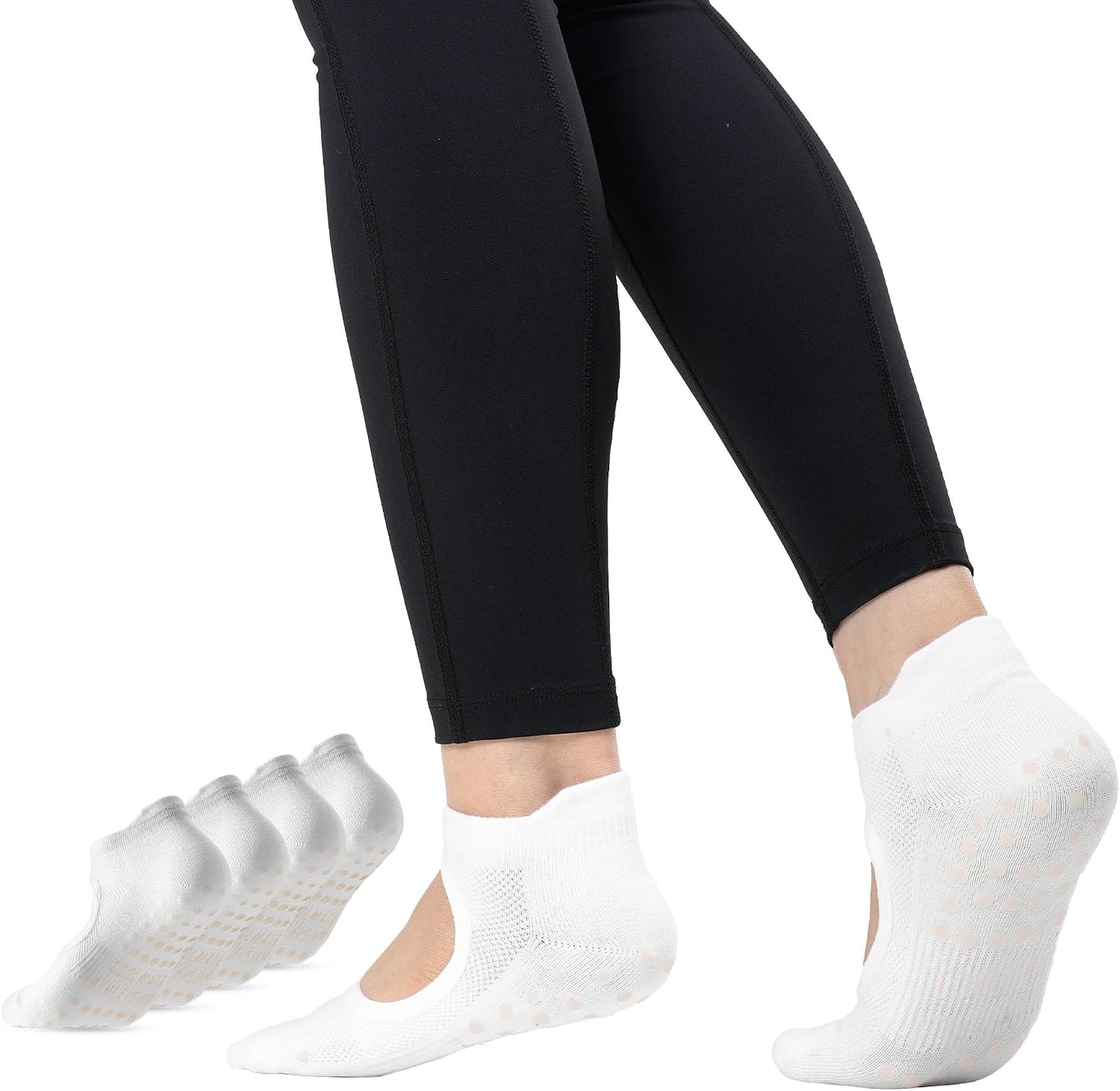 Pilates Socks with Grips for Women, Yoga Socks, Crew Non Slip Women for Barre, Pilates Gifts for Women