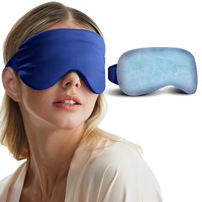 Cooling Eye Mask for Dark Circles Puffiness - Fsa Eligible Items Hsa, Cold Compress for Puffy Eyes Migraines Headache Sleeping After Surgery, Gentle Weighted Travel Essentials Gel Ice Pack (Black)