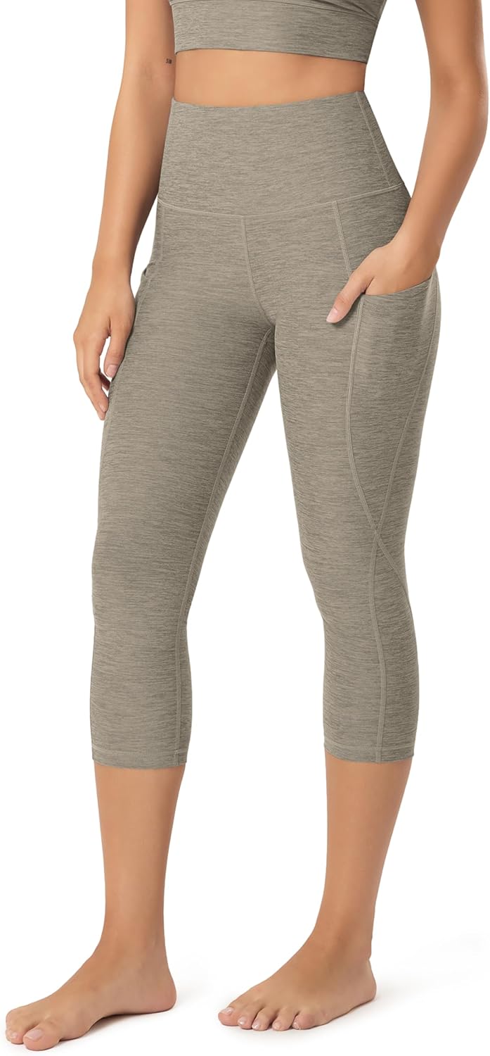 Women's High Waisted Yoga Capris with Pockets, Tummy Control Non See Through Workout Athletic Running Capri Leggings